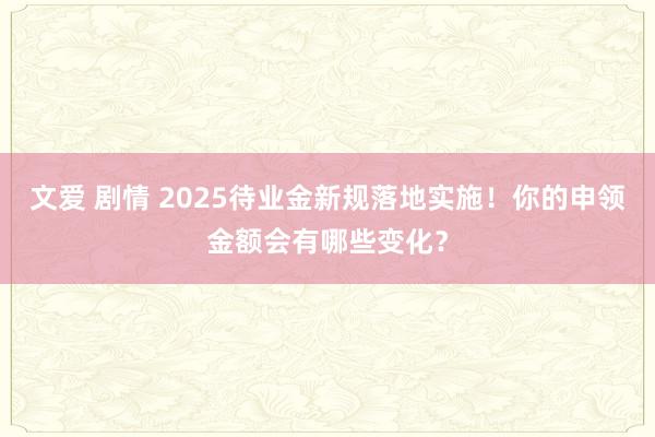 文爱 剧情 2025待业金新规落地实施！你的申领金额会有哪些变化？