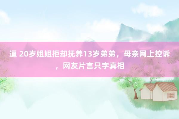 逼 20岁姐姐拒却抚养13岁弟弟，母亲网上控诉，网友片言只字真相