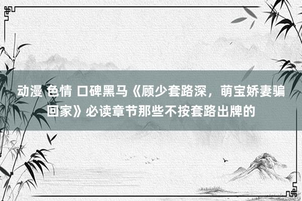 动漫 色情 口碑黑马《顾少套路深，萌宝娇妻骗回家》必读章节那些不按套路出牌的