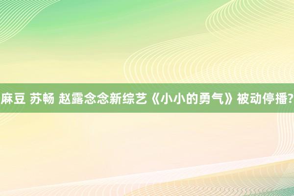 麻豆 苏畅 赵露念念新综艺《小小的勇气》被动停播?