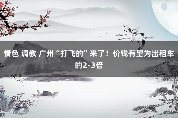 情色 调教 广州“打飞的”来了！价钱有望为出租车的2-3倍